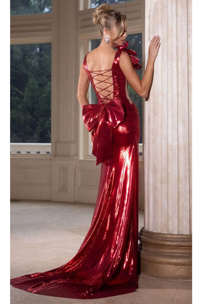 Portia and Scarlett PS25282 - Illusion Side Lace-Up Back Prom Gown