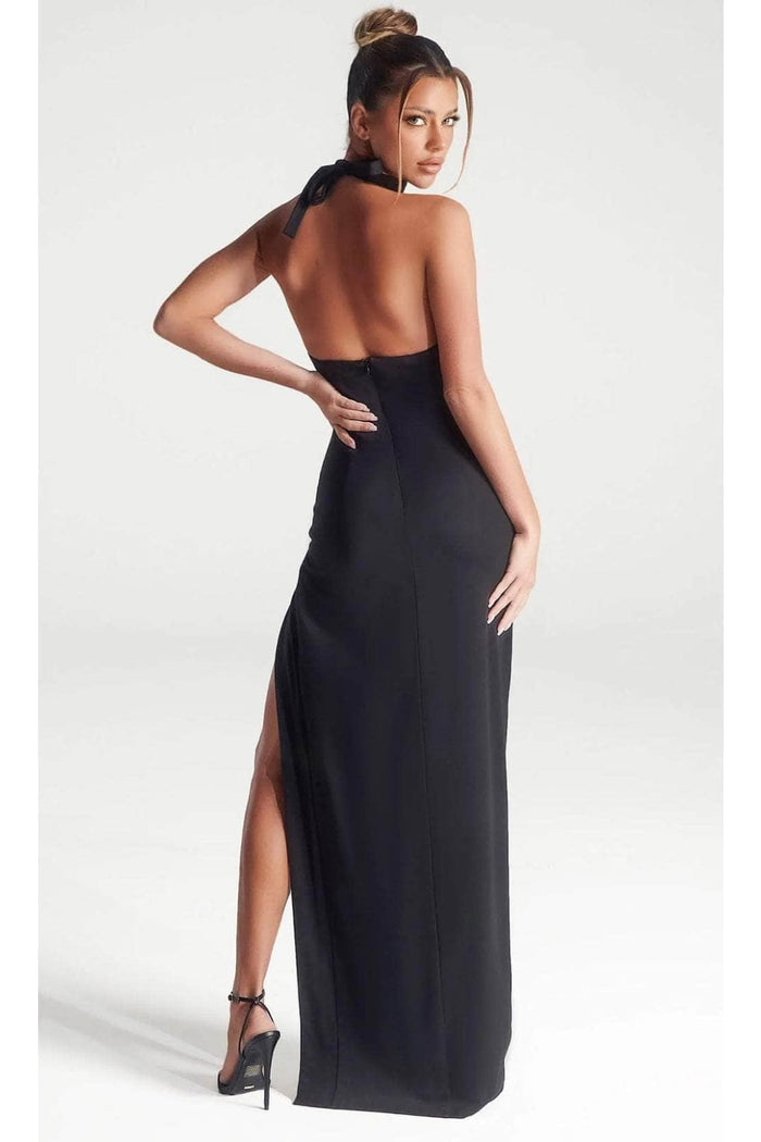 Portia and Scarlett PS315B Black Sexy Cut Out Slit Prom Evening Dress