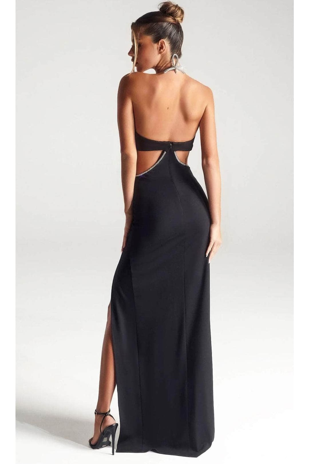 Portia and Scarlett PS317B Black Sexy Cut Out Open Back Prom Dress