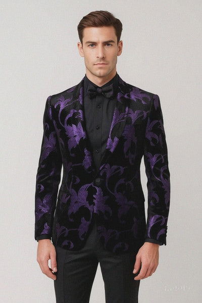 Purple and Black Paisley Tuxedo Dinner Jacket 