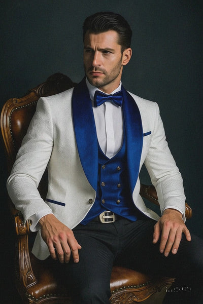 Marco Lorenzo Premium Paisley Blue Velvet Suit