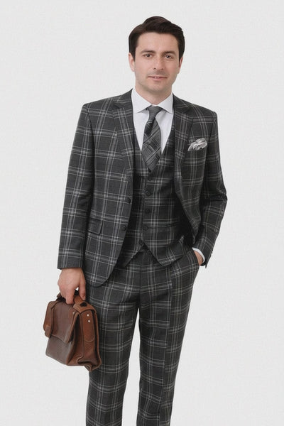 Black Windowpane Pane Suit