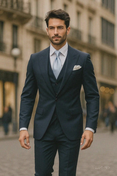 Navy Single Breast Lapel by Rossiman