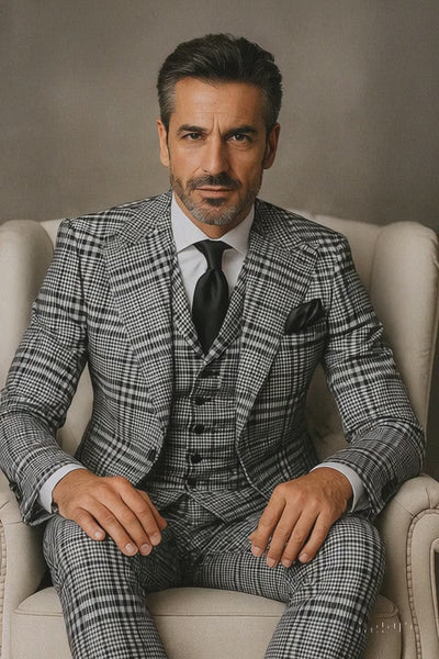 One Button 3 Piece Suit by Rossiman