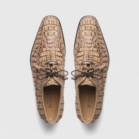 Marco Di Milano Mens Rustic Tan Caiman Gator Derby Apricena