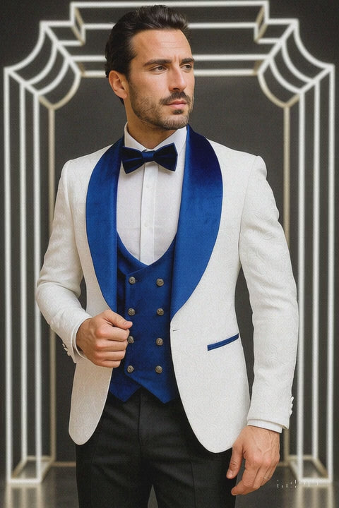 Marco Lorenzo Premium Paisley Blue Velvet Suit