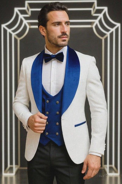 Marco Lorenzo Premium Paisley Blue Velvet Suit