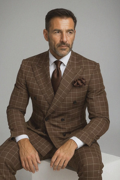 Classic Fit in Brown Plaid Color by Rossiman
