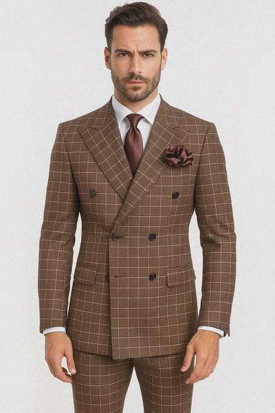Classic Fit in Brown Plaid Color by Rossiman