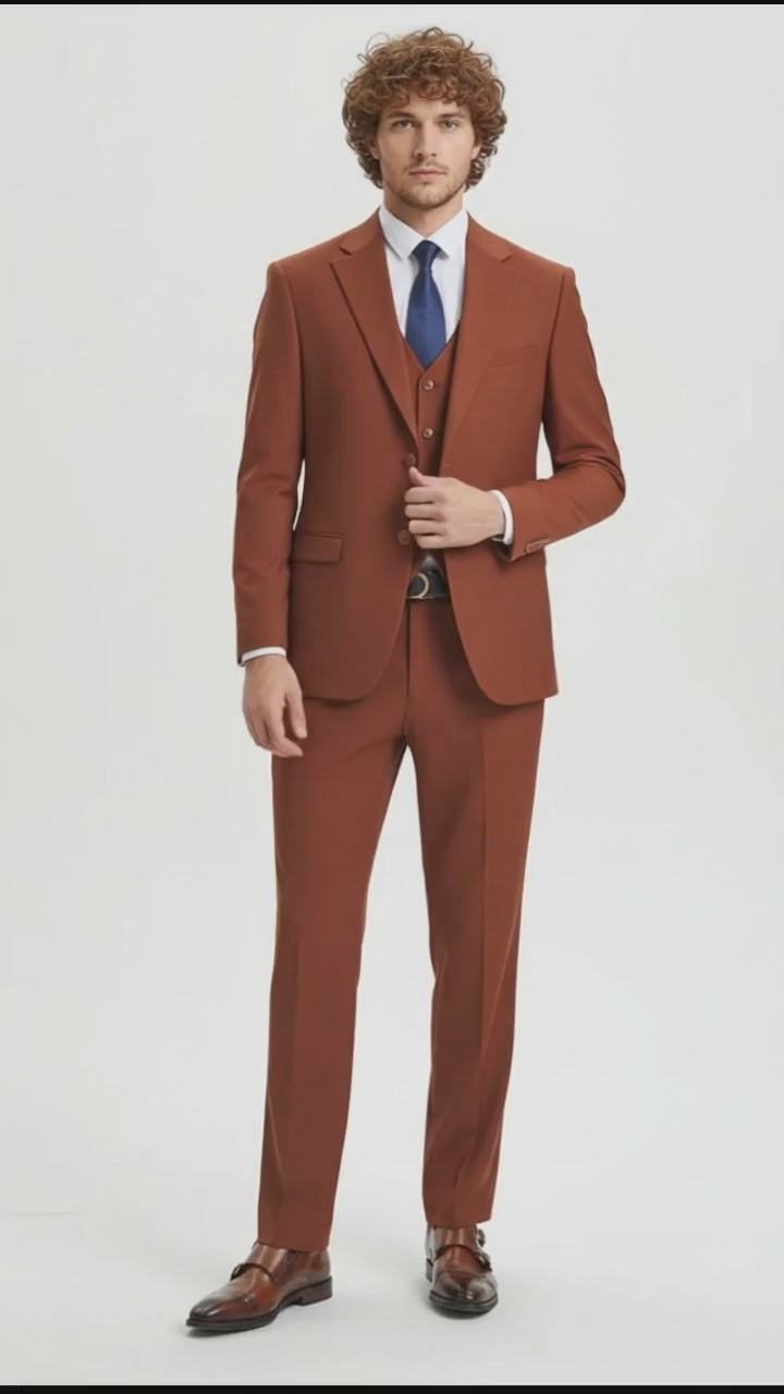 Brown Three-Piece Suit –   Slim Fit 