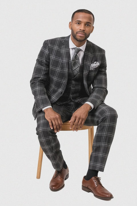 Black Windowpane Pane Suit
