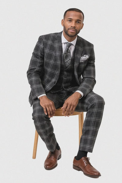 Black Windowpane Pane Suit