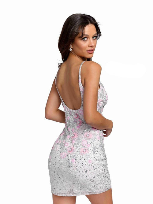 Primavera Couture 3862 - Beaded Sequin Fitted Homecoming Dress