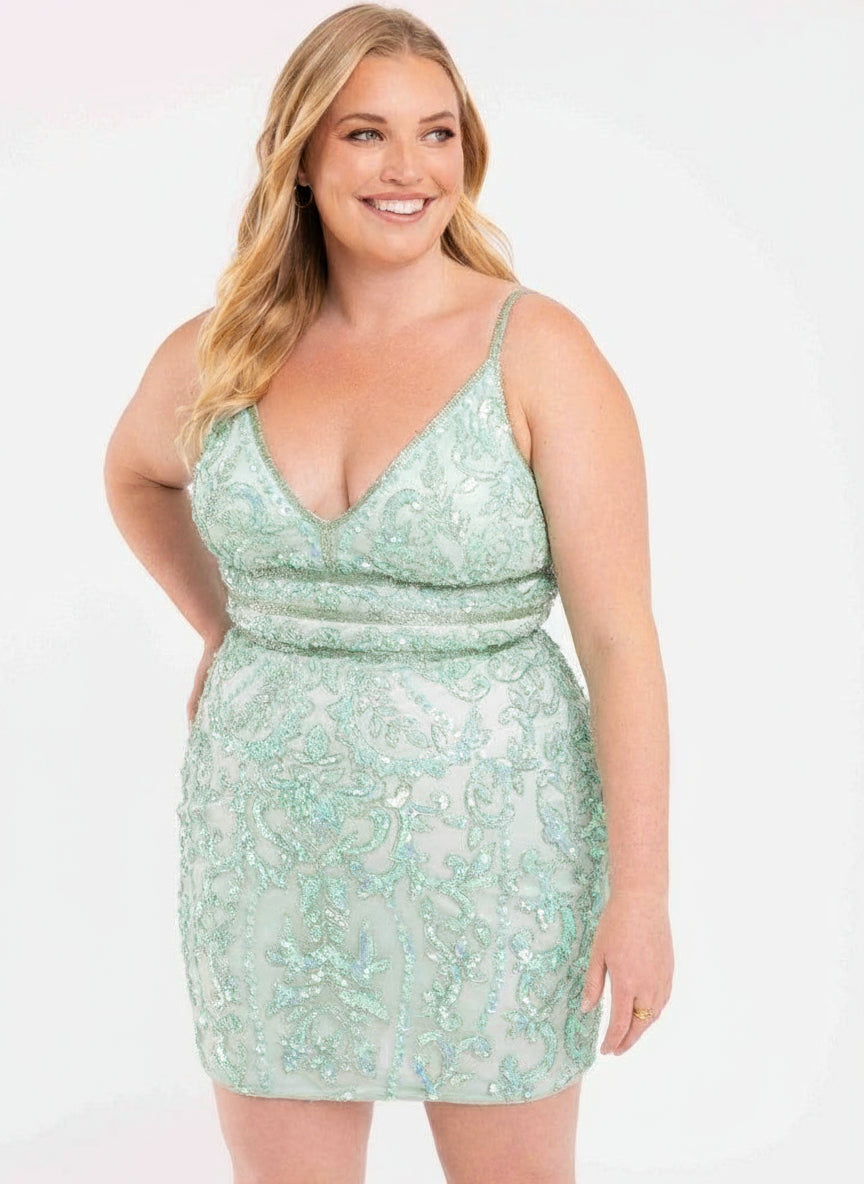 Primavera Couture 3882 - Sequin Beaded Fitted Homecoming Dress