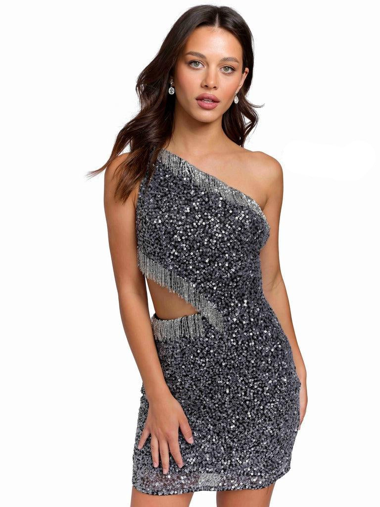 Primavera Couture 3863 - Sequin Beaded One-Shoulder Homecoming Dress