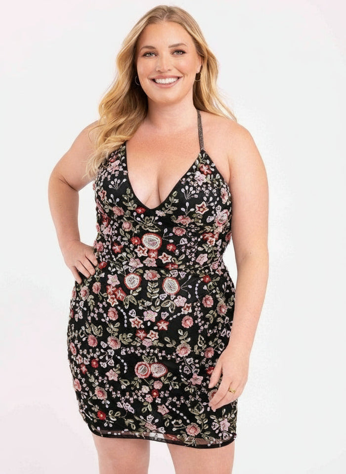 Primavera Couture 3881 - Sequin Floral Homecoming Dress