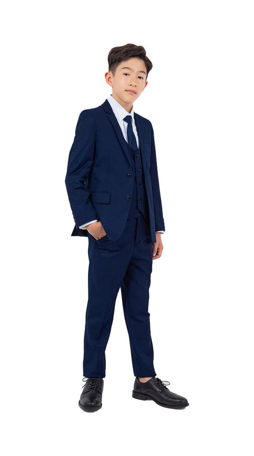 Perry Ellis Boy's 5-Piece Solid Suit - Navy