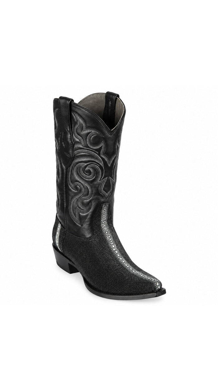 Los Altos Row Stone Stingray Snip Toe Boot - Black