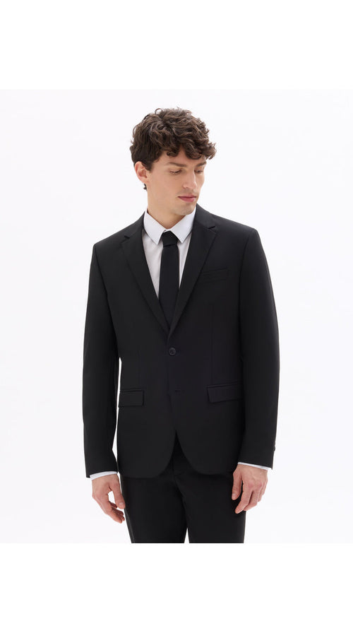 Slim Bi-Stretch Suit Jacket - Black