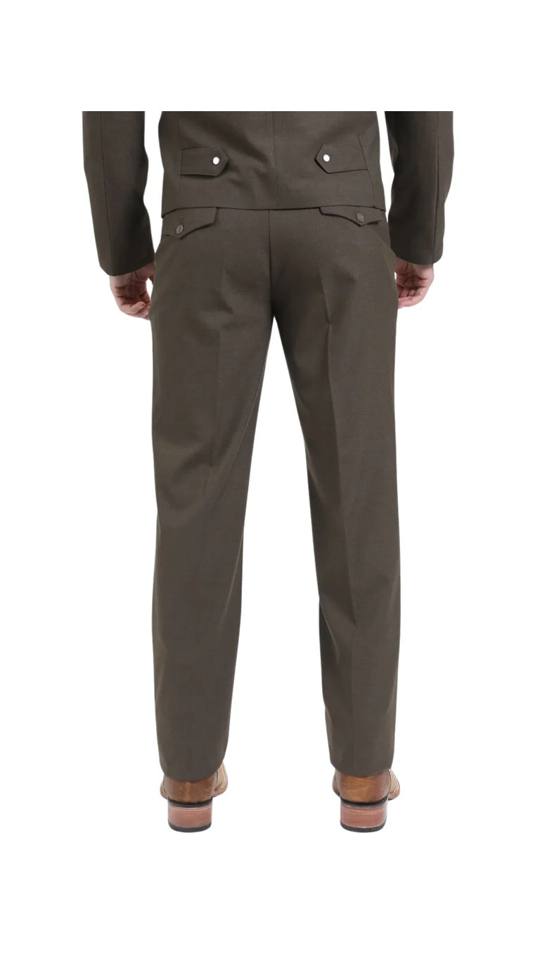 Men's Brown Western Suit 2-Piece - Cowboy Suit with Western Yoke & Pearl Snaps