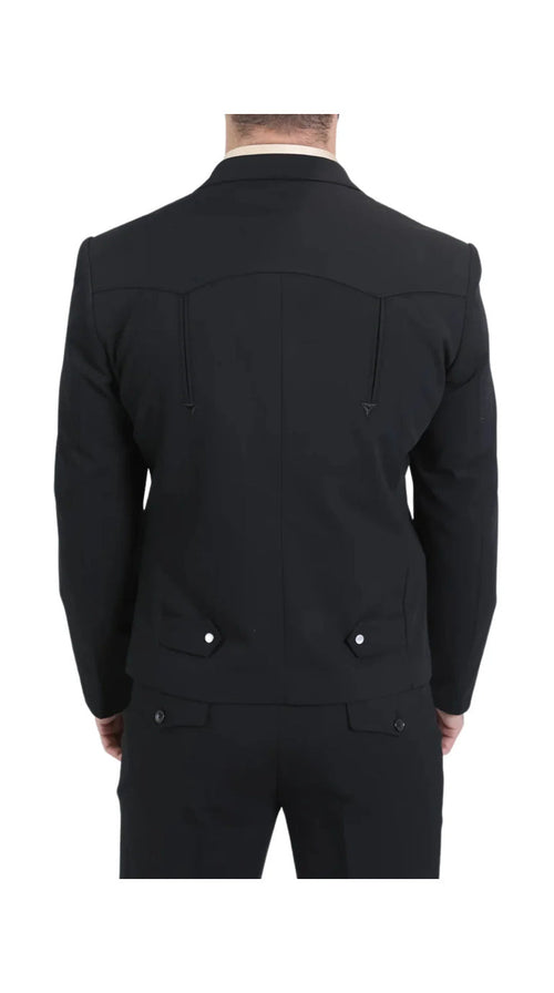 Men's Black Western Suit 2-Piece - Cowboy Suit with Western Yoke & Pearl Snaps