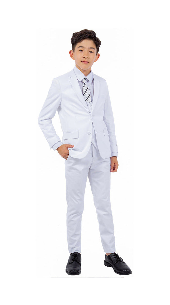 Stacy Adams Boy's 5-Piece Solid Suit - White