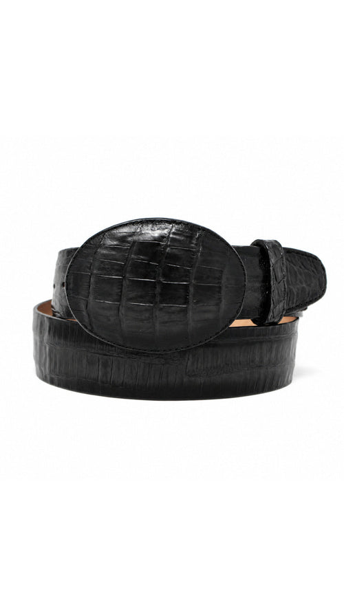 Los Altos Caiman Belly Belt- Black