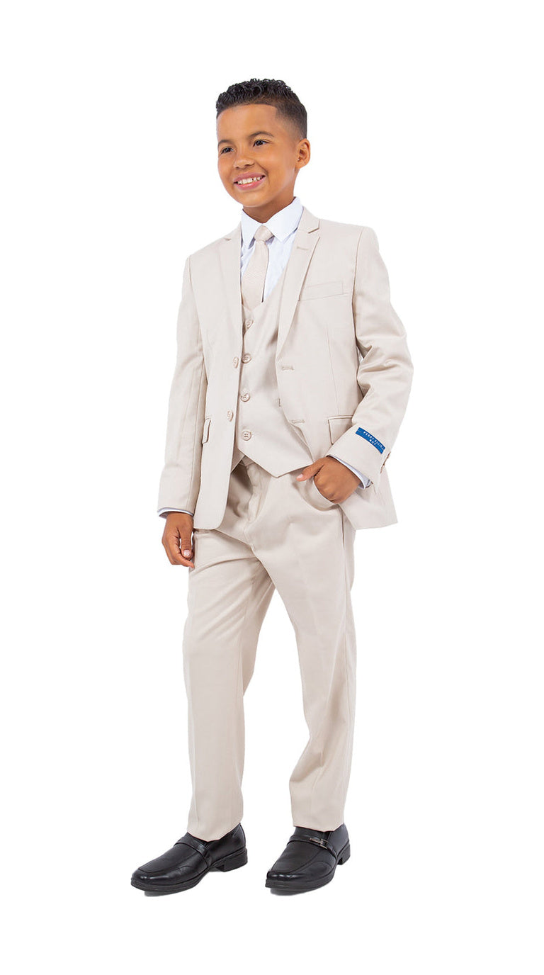 Perry Ellis Boy's 5-Piece Solid Suit - Tan
