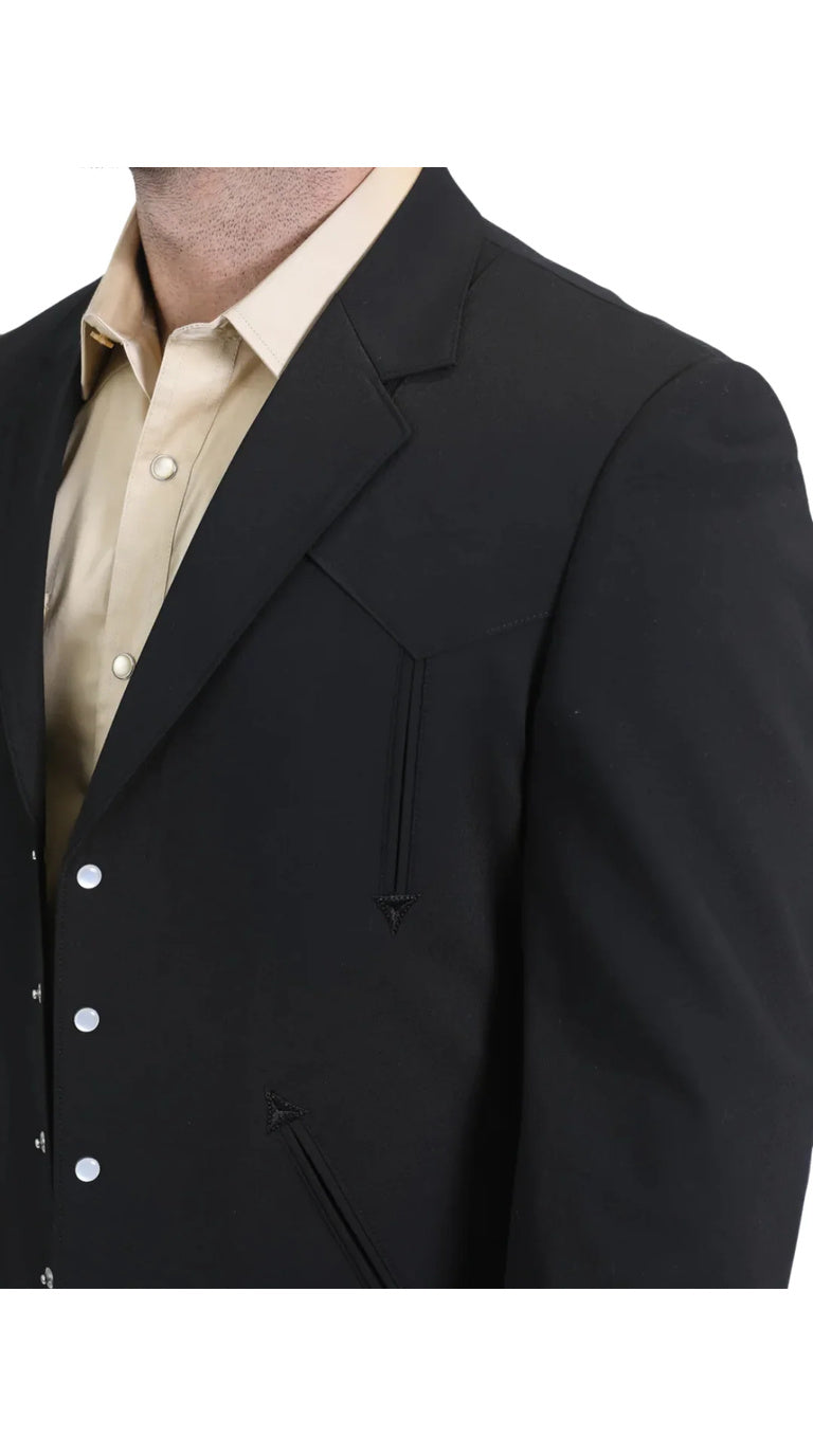 Men's Black Western Suit 2-Piece - Cowboy Suit with Western Yoke & Pearl Snaps