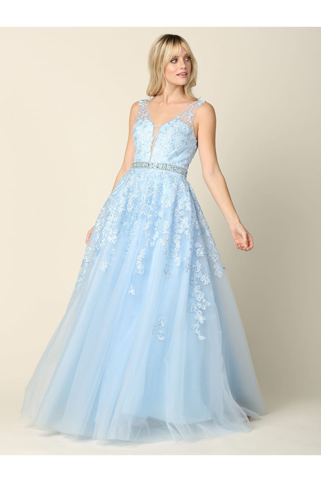 Eva USA 5232 Embellished Floral Embroidery A-Line Gown