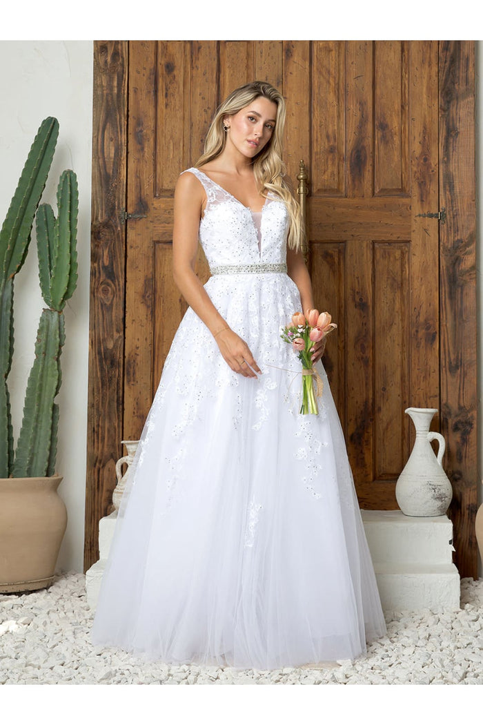Eva USA 5232 Embellished Floral Embroidery A-Line Gown
