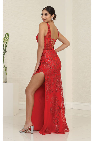 Prom Gown Sleeveless V-Neck Sheath Dress By May Queen MQ2102