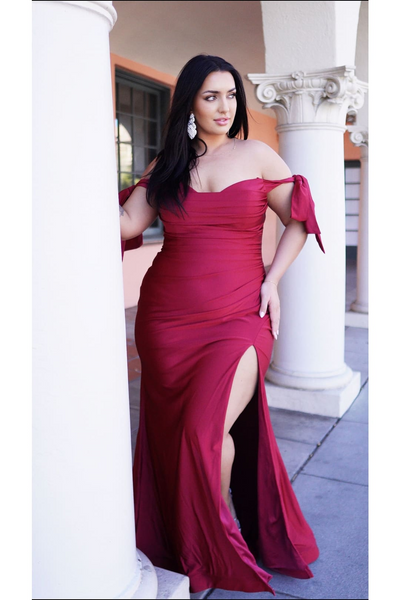 Prom Dress Stretchy Off The Shoulder Plus Size Gown for a Wedding Guest
