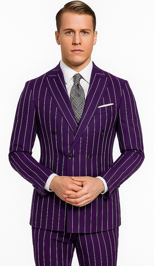 Purple Pinstripe Suit - Gangster Suit - 1920'S Suit