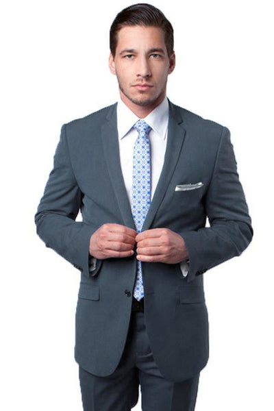 Men's Slim Fit Grey Travel Suit by Tazio Suits
