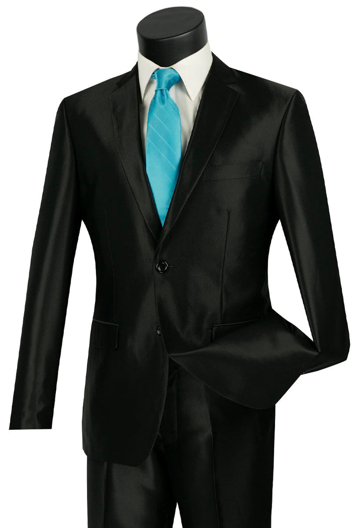 Mens 2 Button Slim Fit Poplin Suit in Grey by Vinci