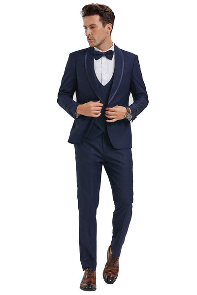 Men's Navy Blue Birdseye Shawl Tuxedo