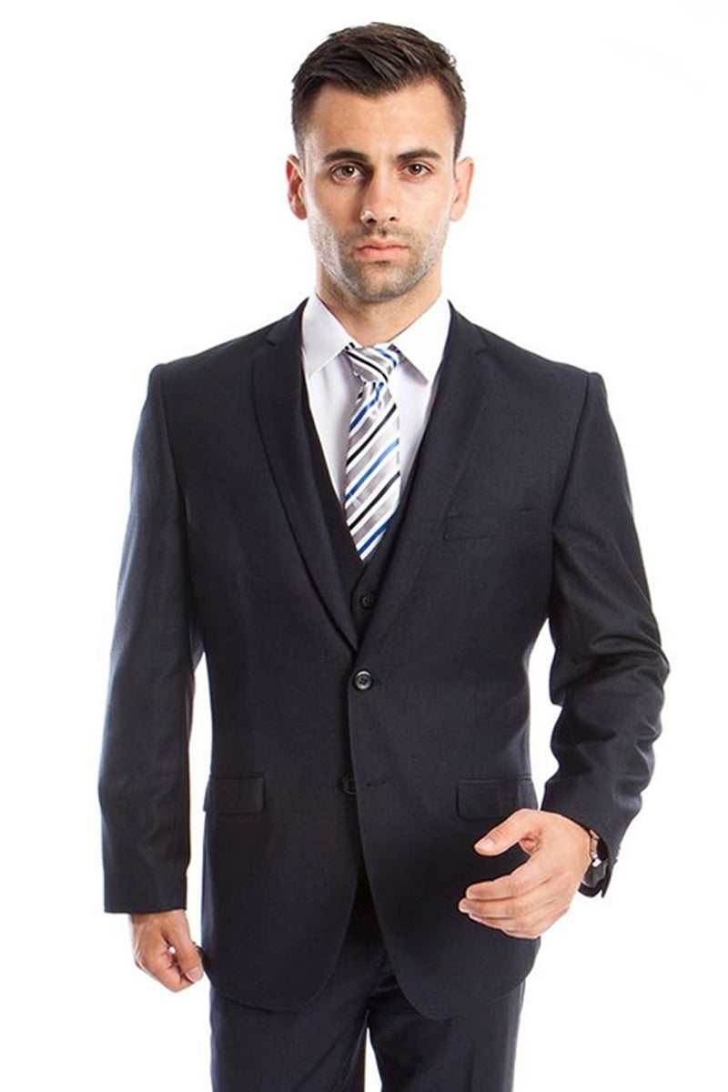 Men's Navy Blue Slim Fit Suit in Two Buttons