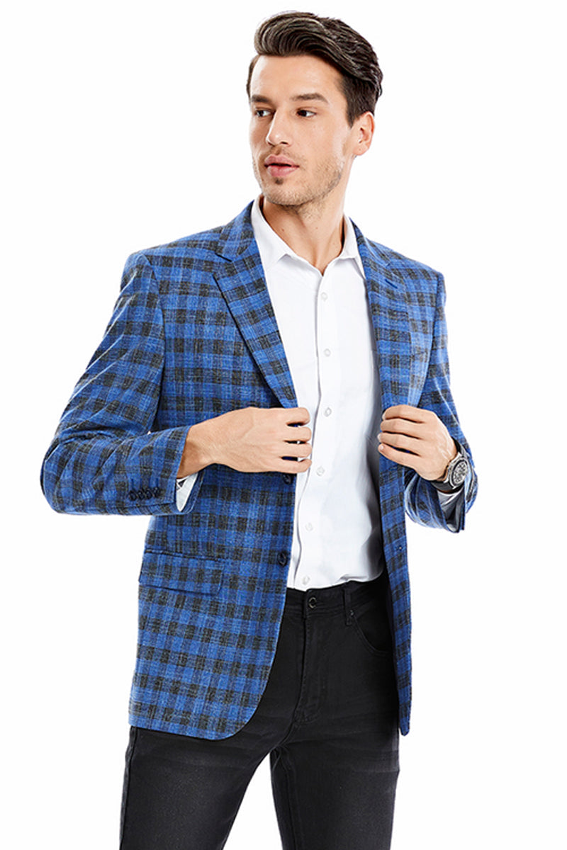 Men's Indigo Blue Slim Fit Sport Coat by Tazio Suits