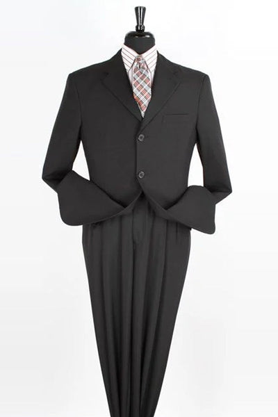 Apollo King "Classic Fit Men's Two Piece Poplin Suit - Three Button Style in Black"