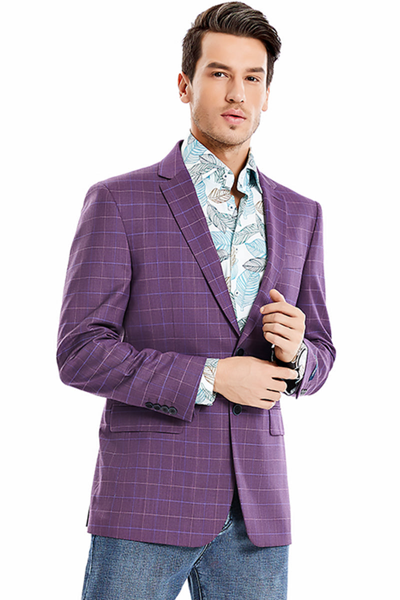 Men's Magenta Windowpane Sport Coat