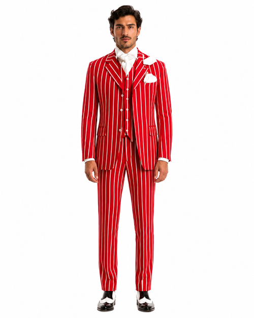 Red and White Pinstripe Zoot Suit - Gangster 1920s Pinstripe Suit - Mens  Fashion Suit