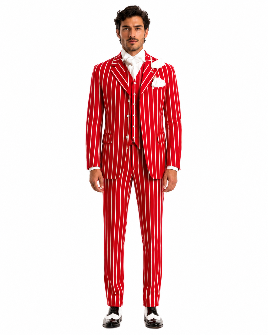 Light Red and White Pinstripe Zoot Suit - Gangster 1920s Pinstripe Suit - Mens  Fashion Suit
