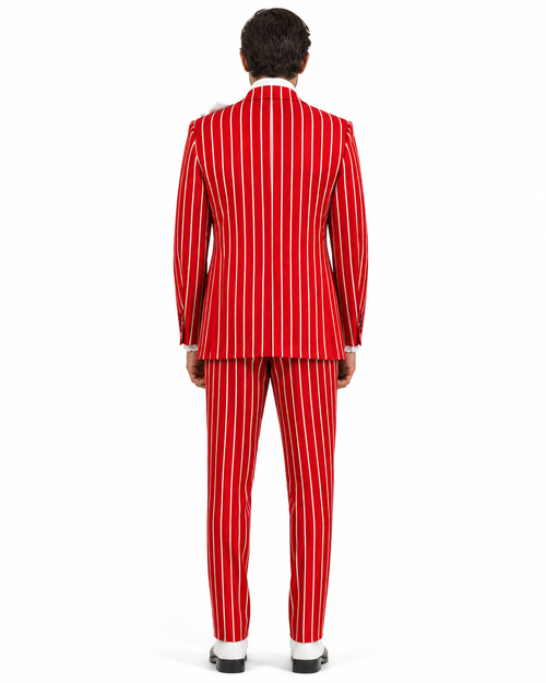 Light Red and White Pinstripe Zoot Suit - Gangster 1920s Pinstripe Suit - Mens  Fashion Suit