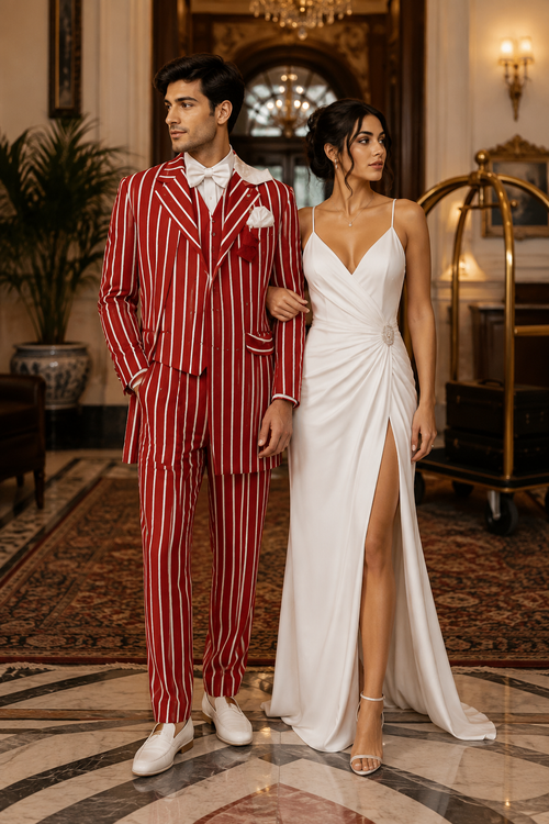 Red and White Pinstripe Zoot Suit - Gangster 1920s Pinstripe Suit - Mens  Fashion Suit