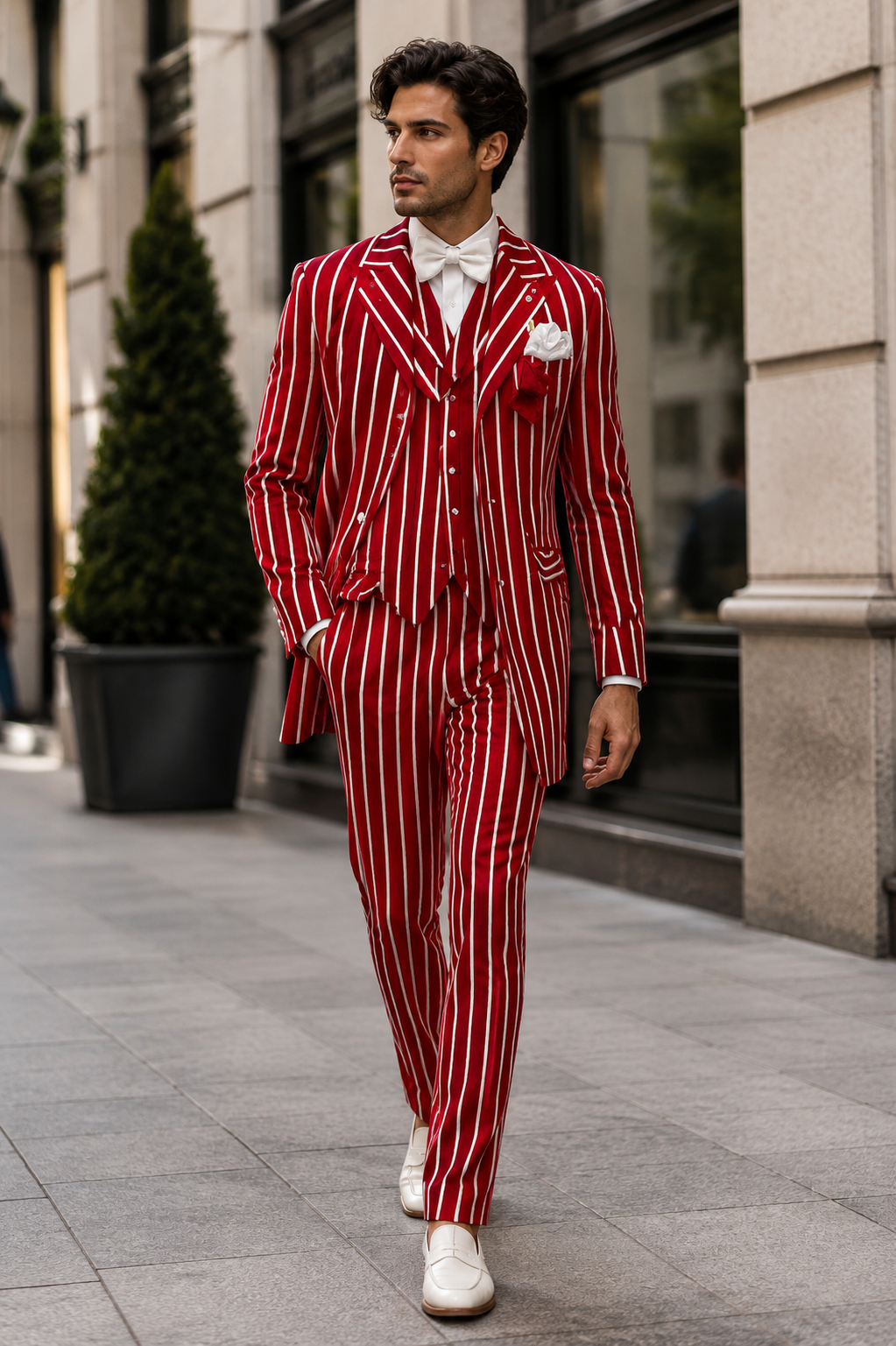 Red and White Pinstripe Zoot Suit - Gangster 1920s Pinstripe Suit - Mens  Fashion Suit