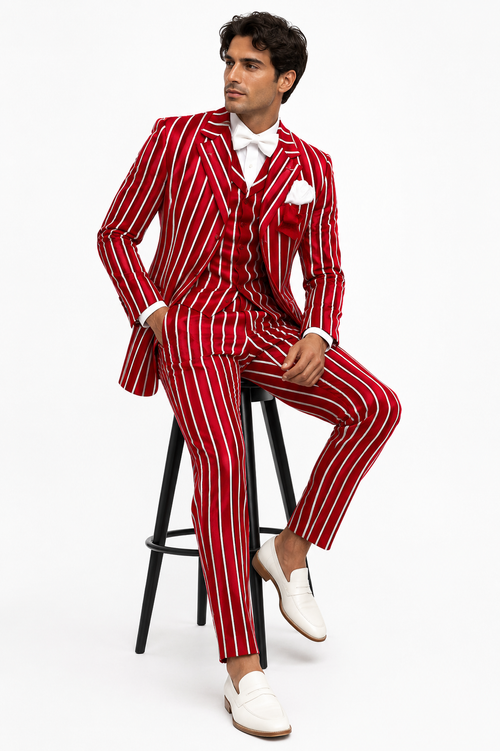 Red and White Pinstripe Zoot Suit - Gangster 1920s Pinstripe Suit - Mens  Fashion Suit