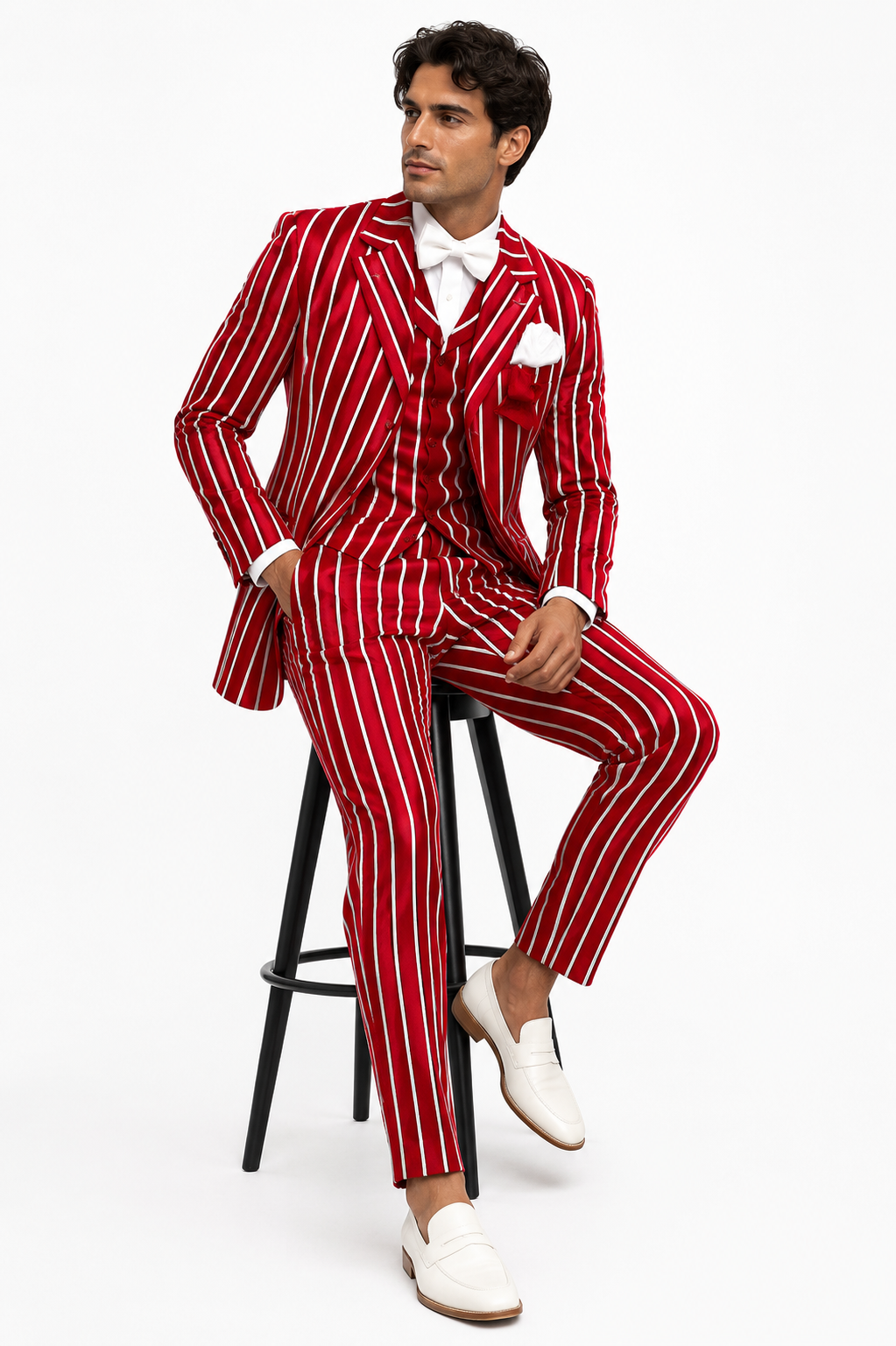 Light Red and White Pinstripe Zoot Suit - Gangster 1920s Pinstripe Suit - Mens  Fashion Suit