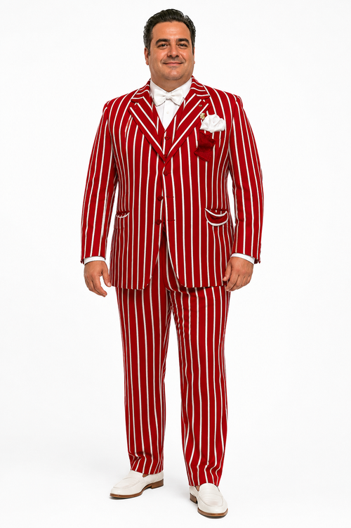 Red and White Pinstripe Zoot Suit - Gangster 1920s Pinstripe Suit - Mens  Fashion Suit