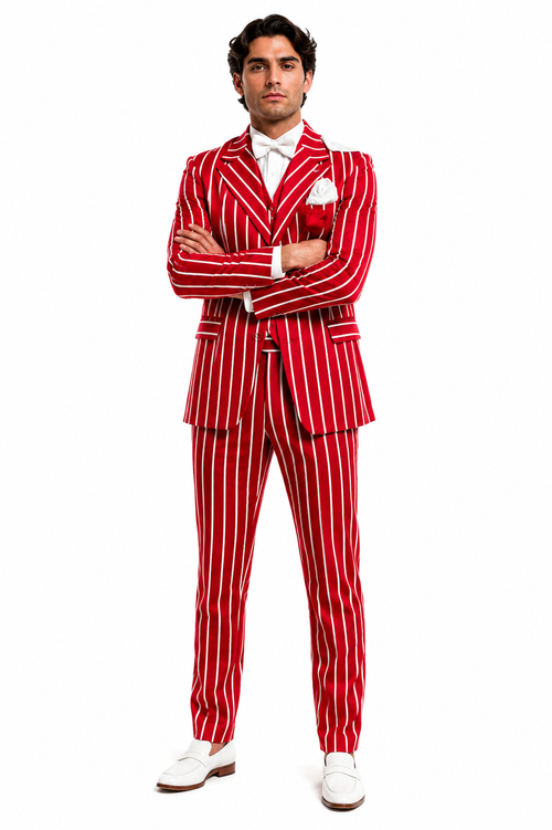Red and White Pinstripe Zoot Suit - Gangster 1920s Pinstripe Suit - Mens  Fashion Suit
